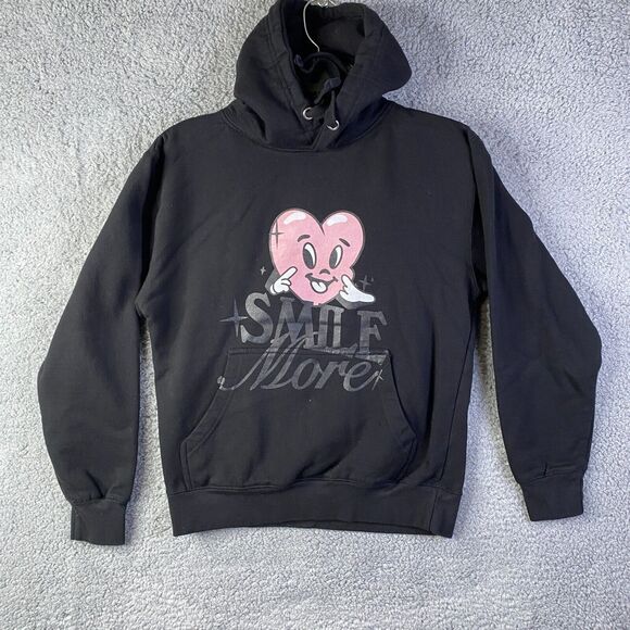 Cotton Bloom Unisex Black Pullover Hoodie (Smile More) Size Small - Picture 1 of 13